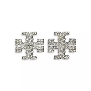 TORY BURCH Kira Pavé Double T Stud Earrings